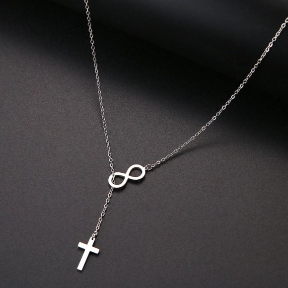 Pendant Cross & Infinity Gold & silver Necklace - Picture 7 of 7